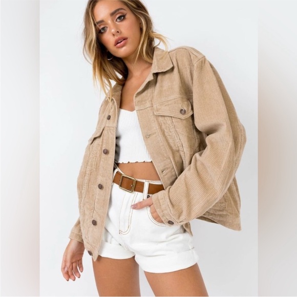 Princess Polly Jackets & Blazers - Princess Polly Cream Corduroy Jacket